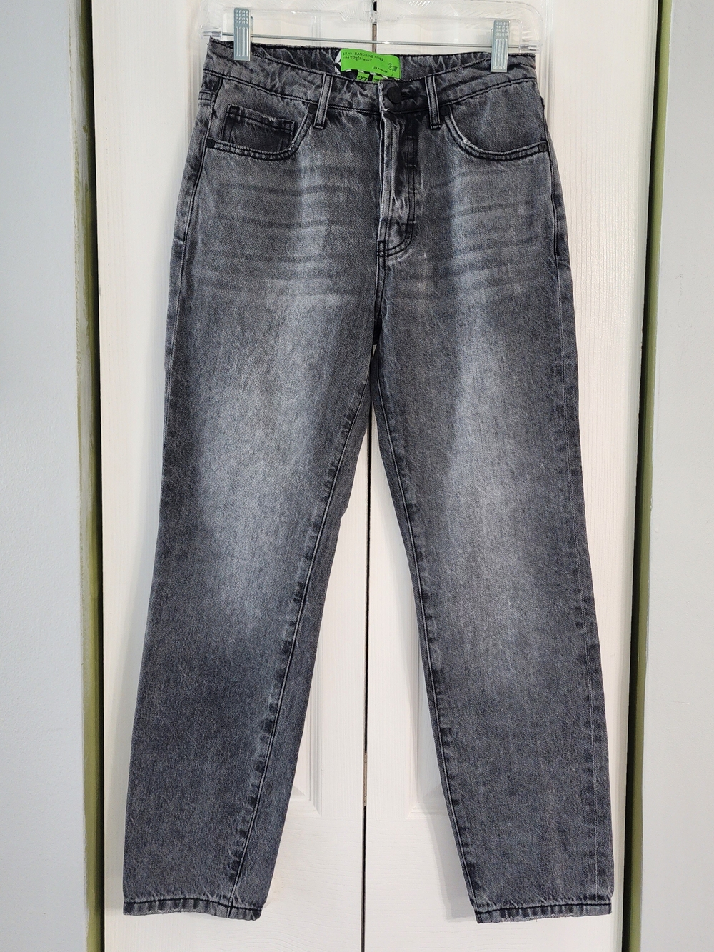 Faded Black Straight-Leg Jeans Distressed Streetwear